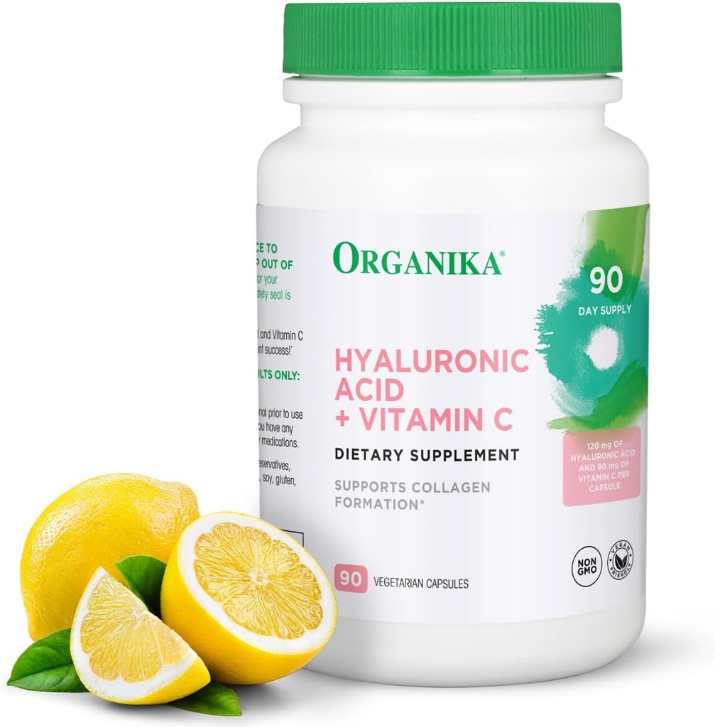 Organika hüaluroonhappe lisand C-vitamiiniga (90 köögiviljakapslit): sümbiootiline liigese heaolu, kollageen ja naha hüdratatsiooni Powerhouse - täiustatud hüaluroonhappe lisandid liikuvuse ja ilu jaoks