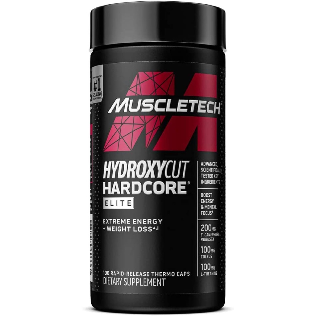 Hydroxycut Hardcore Elite - 100 Rapid-Release Thermo Caps - Energy & Focus - meestele ja naistele - 50 Servings