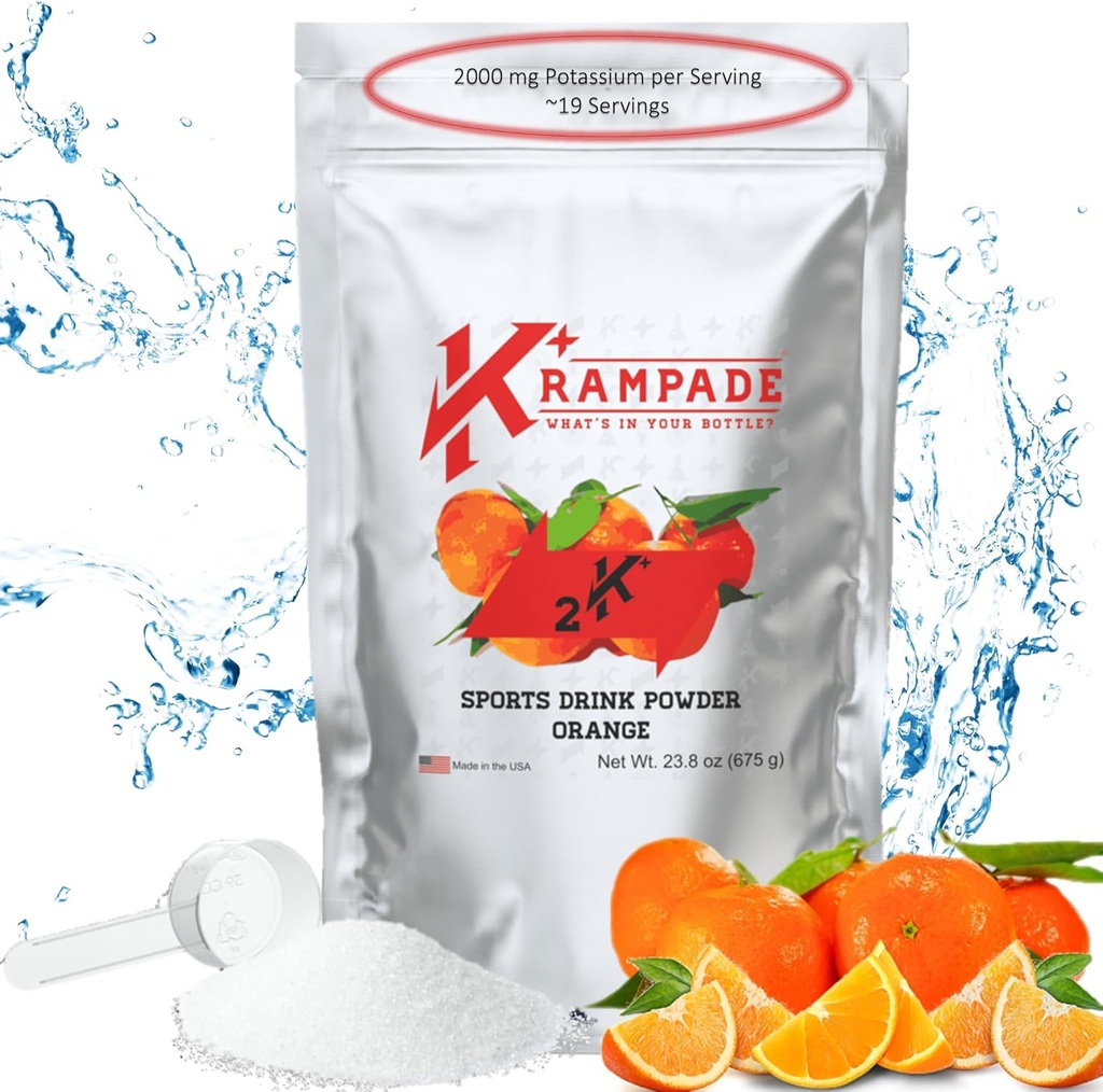 Krampade elektrolüüdid Pulberkaaliumilisand - 2000 mg K+, >2X rohkem kui kookosvesi | Krampide leevendamine ja ennetamine | Hüdraadipulber