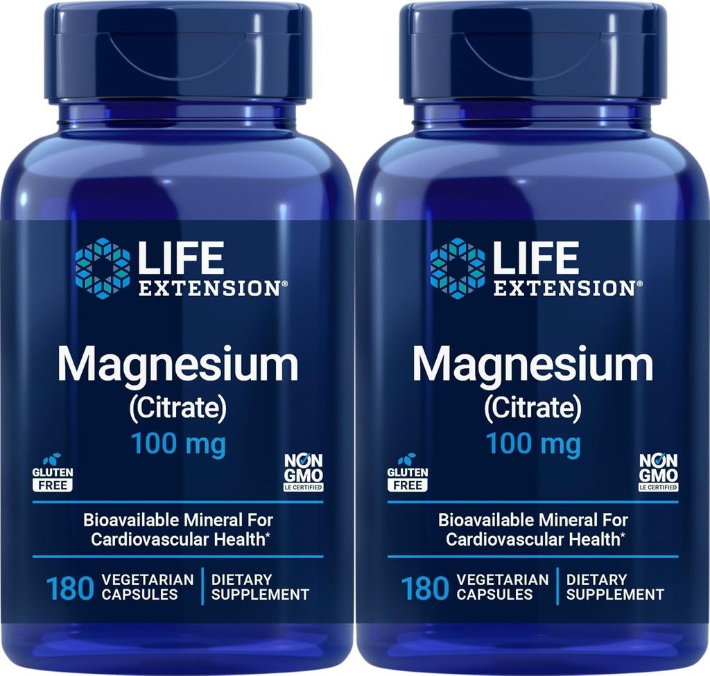 Elu pikendamine Magneesium (tsitraat) 100mg, 180 Veg Caps (pakk 2) - Mag Supplement