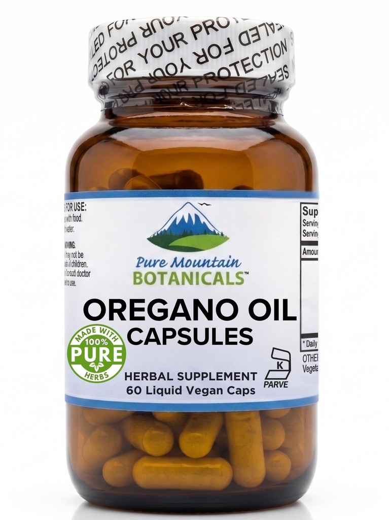 Pure Mountain Botanicals Wild Oregano õli kapslid - 60 Kosher Vegan kapslid Nüüd 510mg Vahemere õli Oregano Supplement