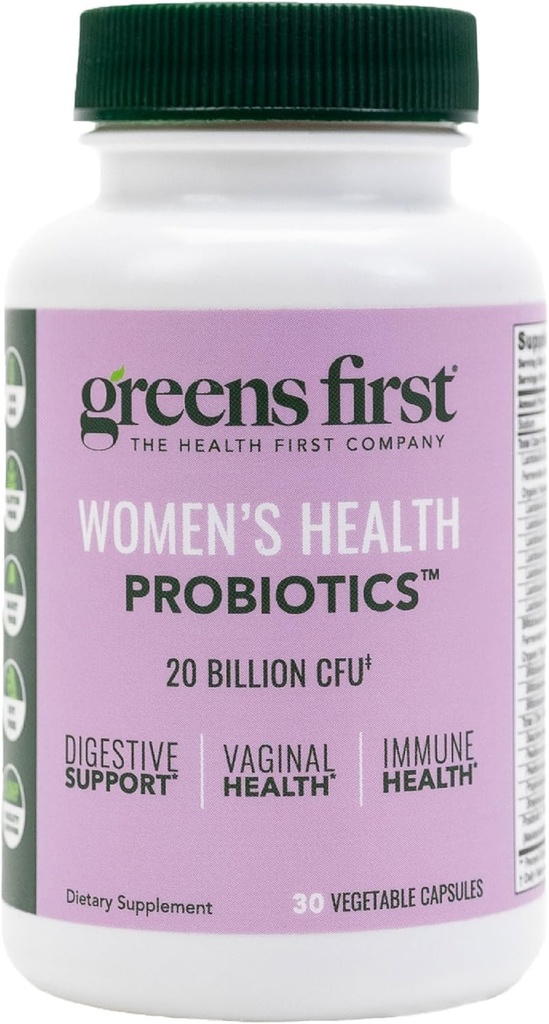 Rohelised esimesed naiste tervise probiootikumid - probiootikumid pH tasakaalu jaoks - 20 miljardit CFU - seedetrakti, immuunsüsteemi ja vaginaalse tervise toetamine mitte-GMO / gluteenivaba / piimavaba / sojavaba (30 köögiviljakapslit)