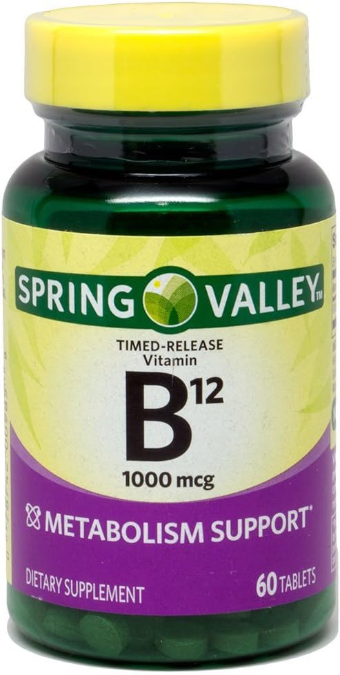 Spring Valley - vitamiin B-12 1000 mcg, ajastatud vabanemine, 60 tabletti