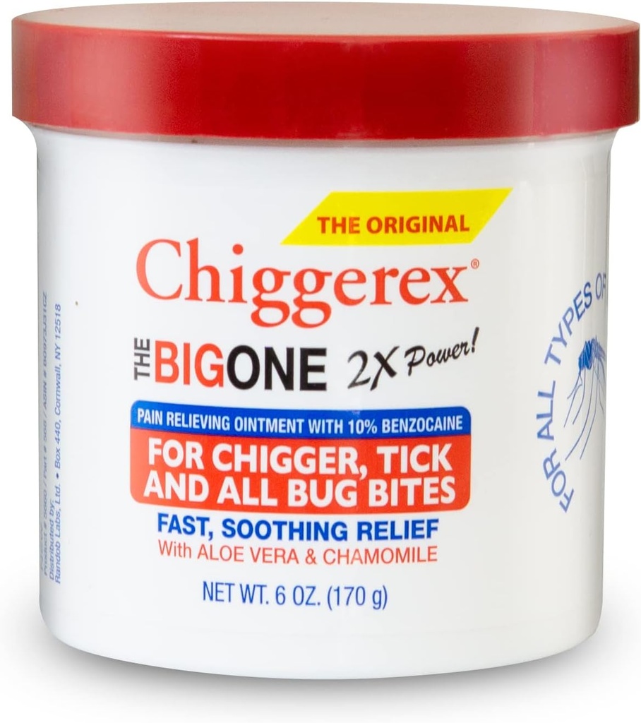 Chiggerex 2X Power Esmaabi Ravitud salv Chiggers, Sääsehammustused, Puugid ja Bug Bite Relief Aloe Vera & Chamomile, 6 oz