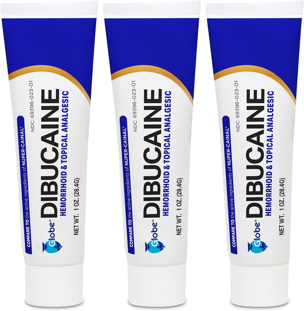 (3 Pack) Globe Dibucaine 1% Hemorroidravi salv - 1 Oz Kiire Numbing Relief, Hemorroidravi Itch ja Burn