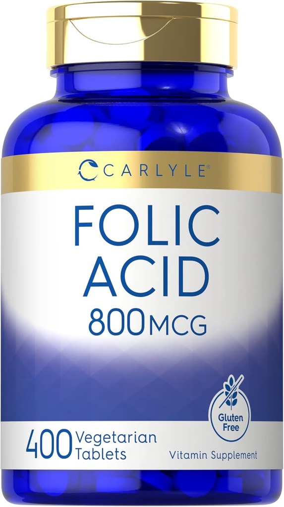 Carlyle Folic Acid 800 Mcg Tablets | 400 Count | Taimetoitlane, mitte-GMO, Gluteenivaba