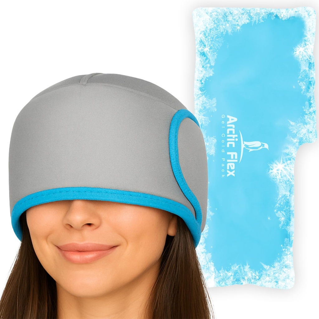 Vive Migreen Relief Cap - Hot & Cold Compression Hat peavalu - Full Pea Jäämähis Beanie & Eye Mask pinge ja rõhu leevendamiseks - Jahutamine Peapael - korduvkasutatav ja paindlik Soft Gel Packs
