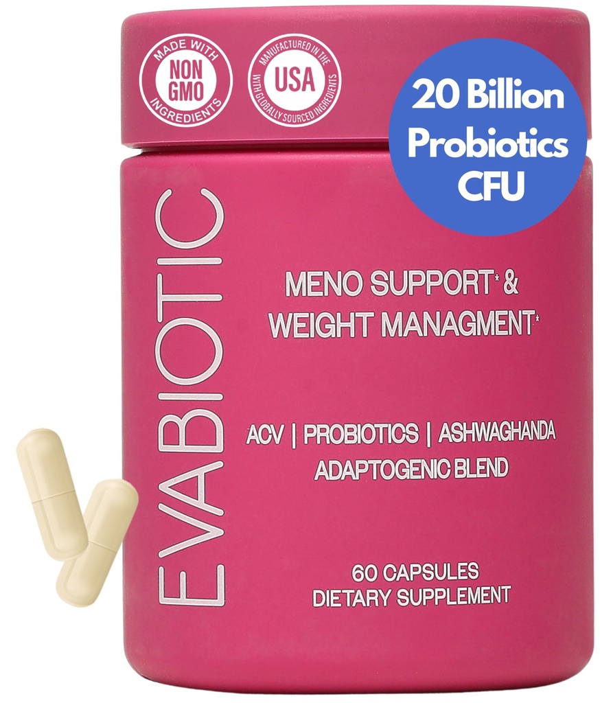 Täielik menopausi vitamiinid - Ashwaghanda, probiootikumid, ACV kehakaalu reguleerimiseks, kuumad vilgud, öised higised, puhitus, hormoonide tasakaal - Vegan 60 kapslit Menopausi lisandid naistele, kes ei ole GMO