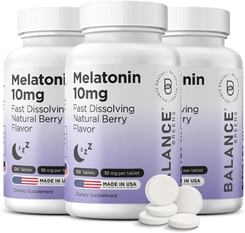 Tasakaalustab melatoniin 10mg Fast-Dissolve, 120 tabletti - looduslik uneabi rahututel öödel, ravimivaba toetus lõõgastumiseks ja rahuks