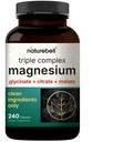 Magneesiumkompleks 1000 mg, 240 kapslit | Kolmekordne magneesiumkompleks glütsinaadi, tsitraadi, malaadiga | kelaaditud ja puhastatud | Luu, südame ja lihaste tugi | Mitte-GMO