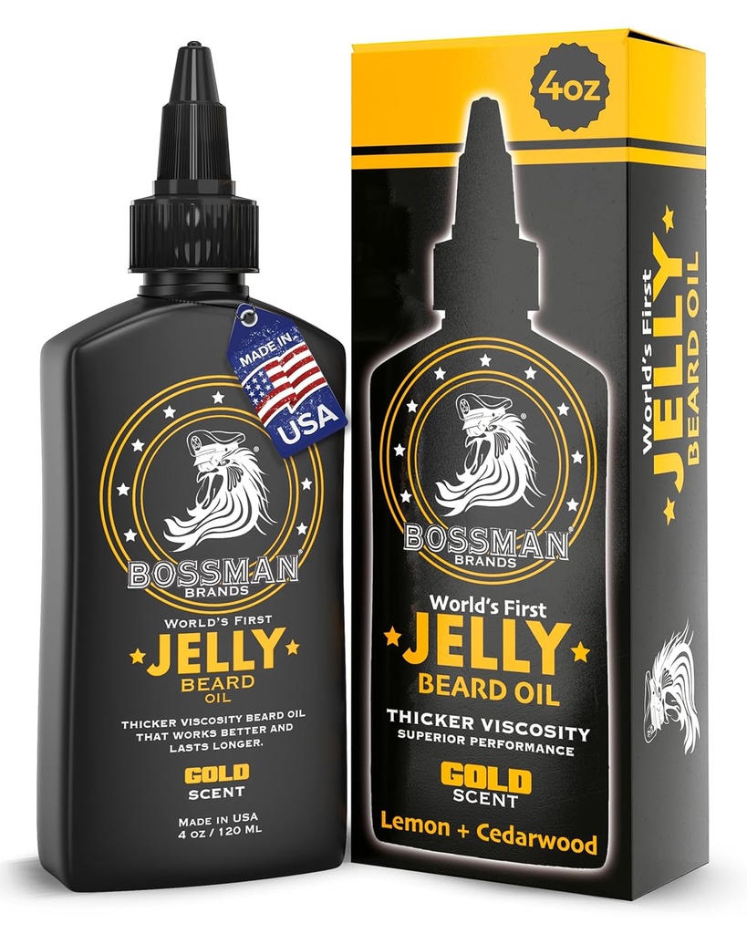 Bossman Jelly Beard Oil meestele (4 oz, kuldne lõhn) - pehmendab, niisutab ja tingimused looduslike koostisosadega