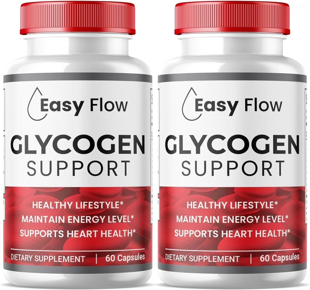 (2 Pack) Easy Flow Glükogeen , EasyFlow Glükogeeni tugikapslid , Glyco Optimizer valem , looduslik veresoonte puhastaja , Premium Easy Flow Glükogeeni tugi ( 120 kapslit )