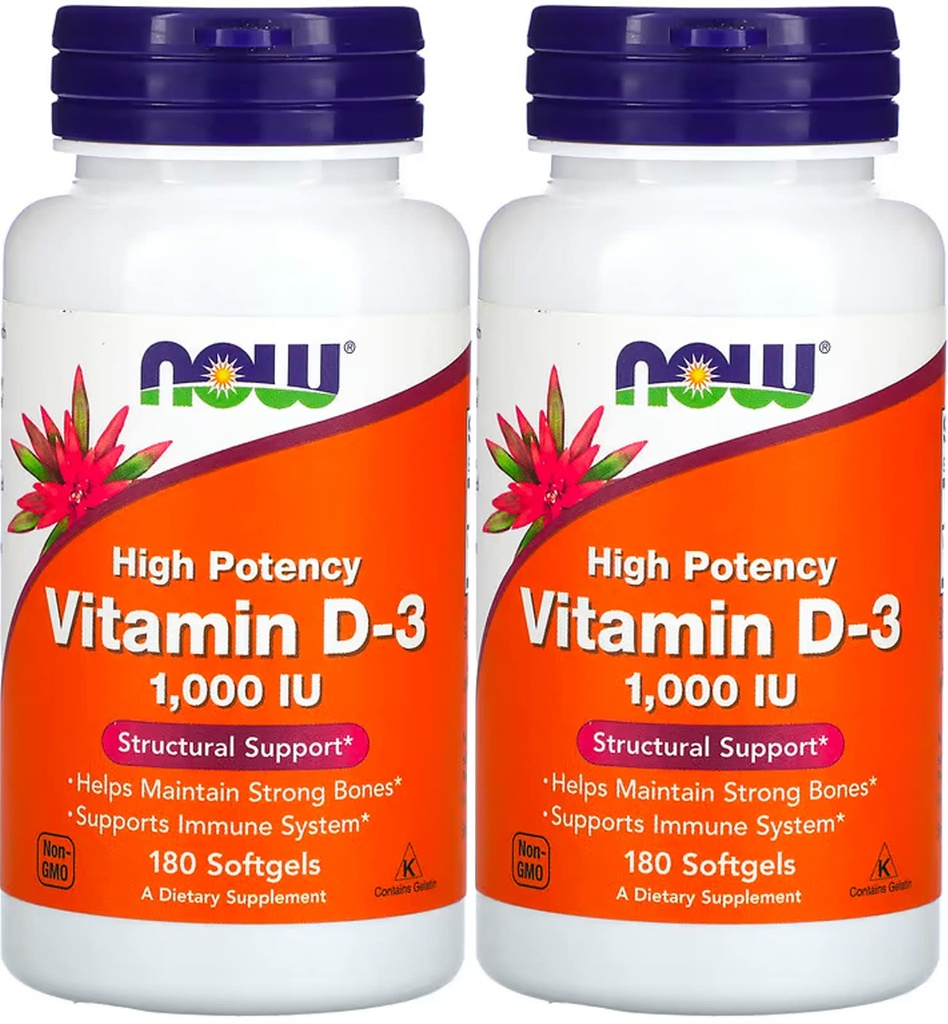 Nüüd toidud - vitamiin D3-1000iu (180 pehmegeeli) 2 PAKK