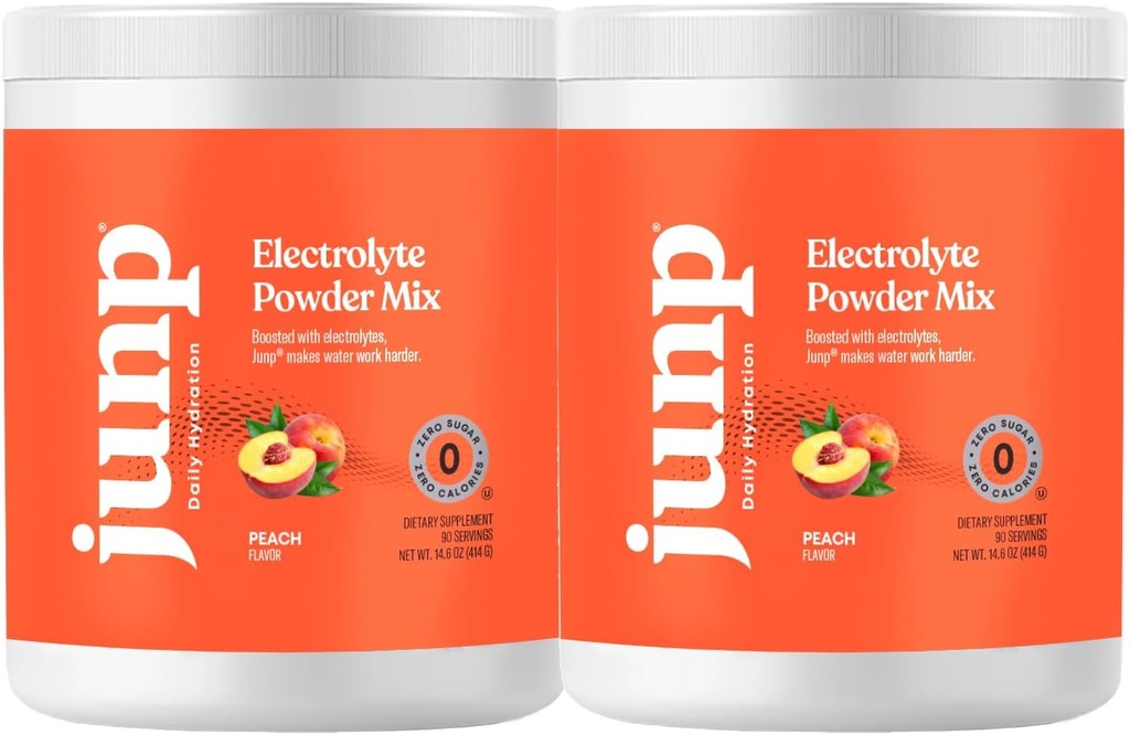 JUNP Elektrolüüdid Pulber No Sugar No Carbs – Orchard Fresh Juicy Virsikujoogi Segu - Kaalium & Soola Elektrolüüthüdraat Pulber Nullkalor Suhkruvaba Elektrolüüt Pulber, Keto Sõbralik, 180 Servings