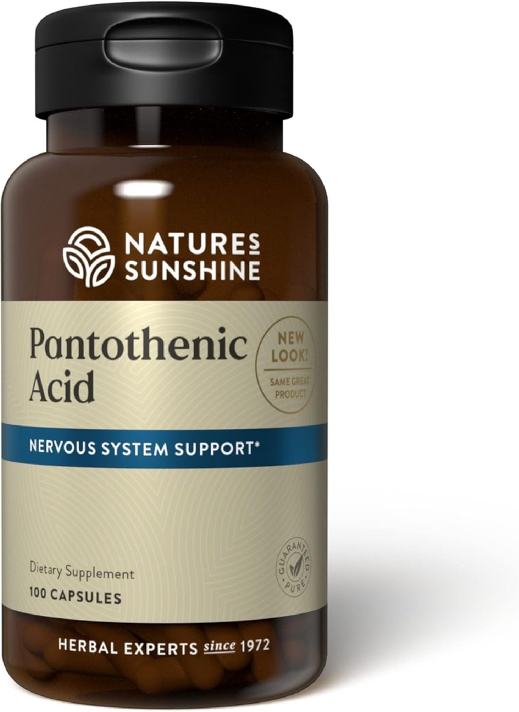 Nature's Sunshine Pantothenic Acid, 100 Capsules | Vitamin B5 Supports the Nervous Systems, Helps the Adrenal Gland Function, and Is Required to Make Certain Hormones