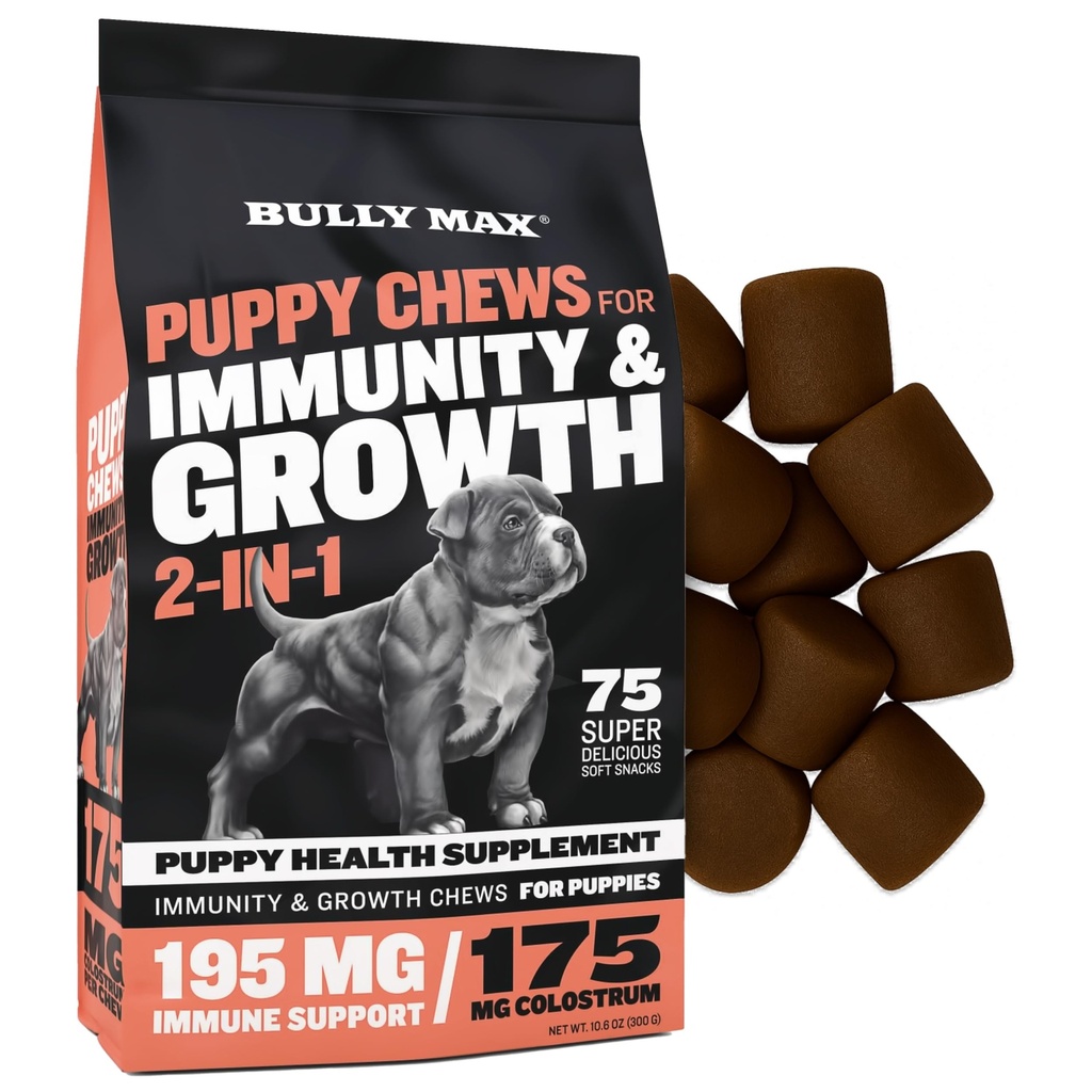 Bully Max 2-in-1 kutsikas ravib pehmed närid immuunsuse ja kasvu jaoks - koera vitamiinid ja toidulisandid - olulised multivitamiini toidutopper tervise ja immuunsuse toetamiseks - väikesed, keskmised ja suured tõu kutsikad