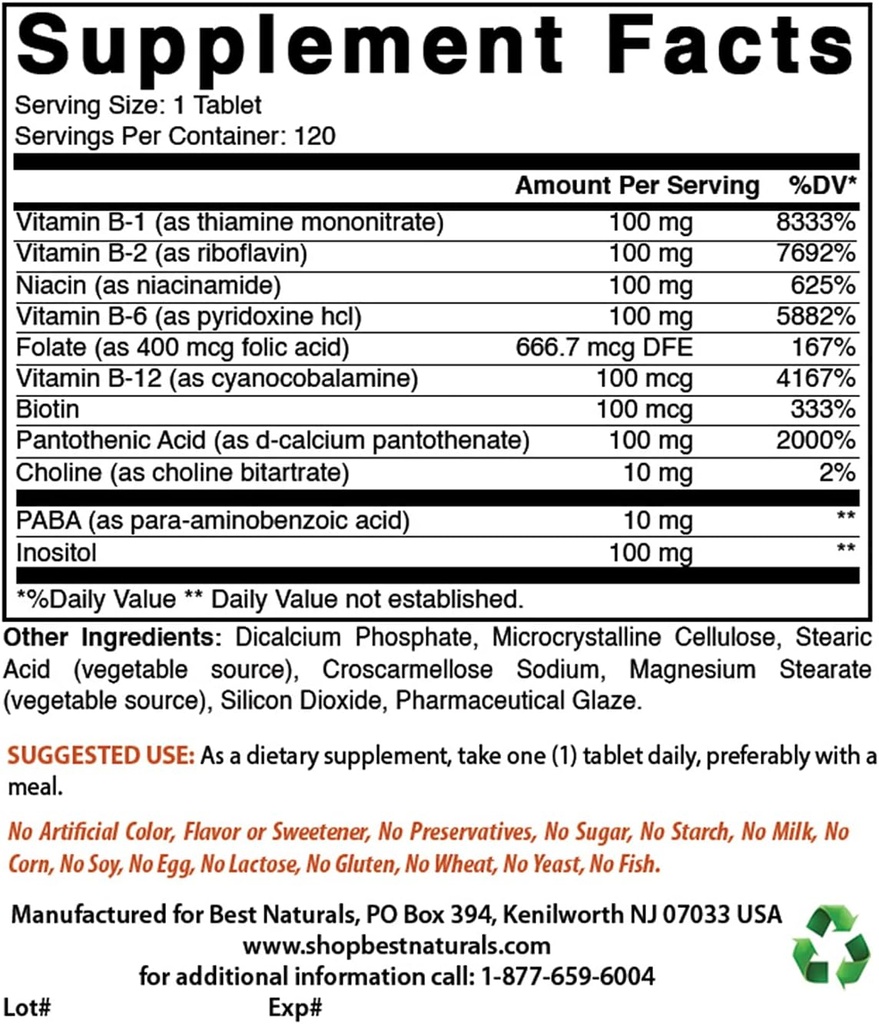 Parim looduslik B-100 kompleks ja magneesiumoksiid 500 mg