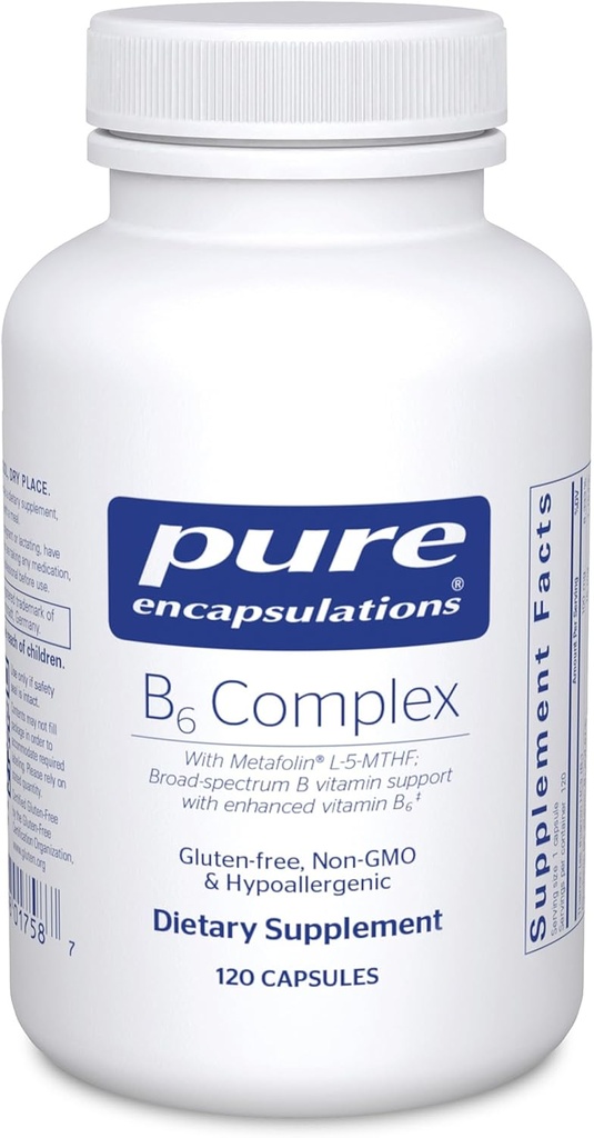 Pure Encapsulations B6 Complex - Supports Nervous System & Brain Health* - Includes B Vitamins - Contains Enriched Vitamin B6 - Non-GMO & Gluten Free - 120 Capsules