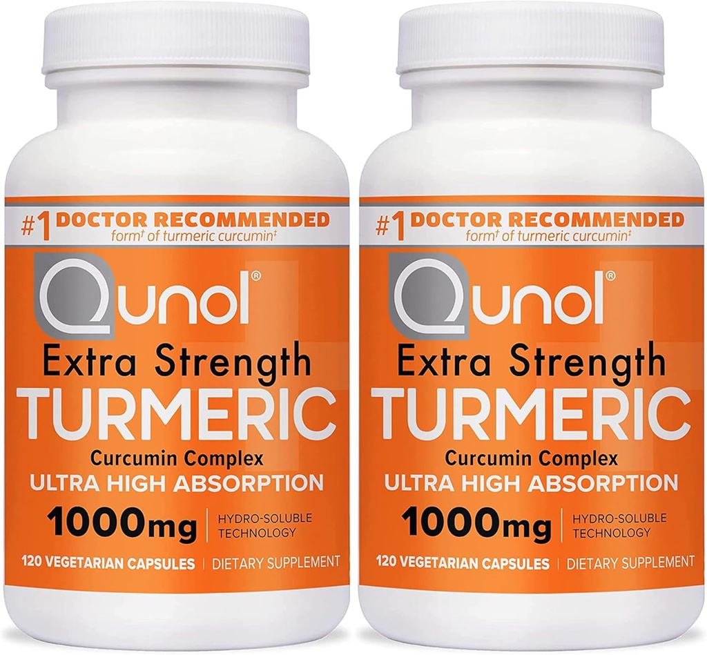 Qunol Turmeric Curcumin kapslid, 1000mg Extra Tugevus täiendada, patenteeritud hüdro-lahustuv tehnoloogia, alternatiiv kurkum kurkumiini must pipar, 240 Veggie kapslid