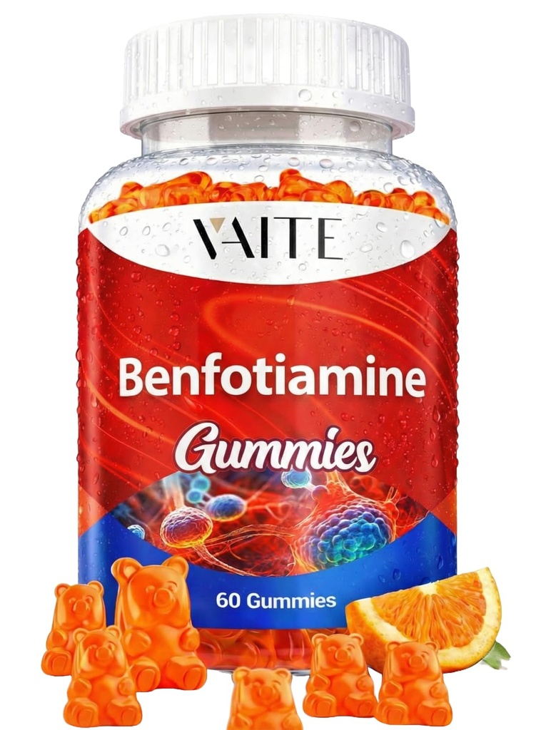 Benfotiamiin 320mg Gummies 45mg L-leutsiini täiendada: oluline vitamiin B1 kompleks meestele ja naistele, mitte-GMO, vegan ja gluteenivaba - toetab ainevahetust, energia ja närvisüsteemi Tervis