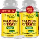 Shiny Leaf Calcium Minis 600 mg - päevased tabletid kaltsiumtsitraat 600mg Plus D3-vitamiin bariaatrilise post-Op ja mao möödavoolu jaoks naistele ja meestele, lihtne neelata, valmistatud USA-s, taimetoitlane - 240 Ct.