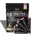 Täiustatud elektrolüütide pulbripulga pakendid (sidrunmarja | 20 pakendit) w/ 0 Suhkur +BCAAd + B-vitamiinid Elektrolüütide lisand w kaaliumtsink & magneesium hüdreerimiseks - Ketoelektrolüüdid