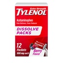 Tylenol Extra Tugevus Lahustuv Pakendid , 500 mg Acetaminophen Pain Reliever & Palaviku Vähendaja , On-The-Go Pulber Pakendid Väikeste valude ja valude jaoks , Ibuprofeen & Aspiriinivaba , Berry Flavor , 12 ct