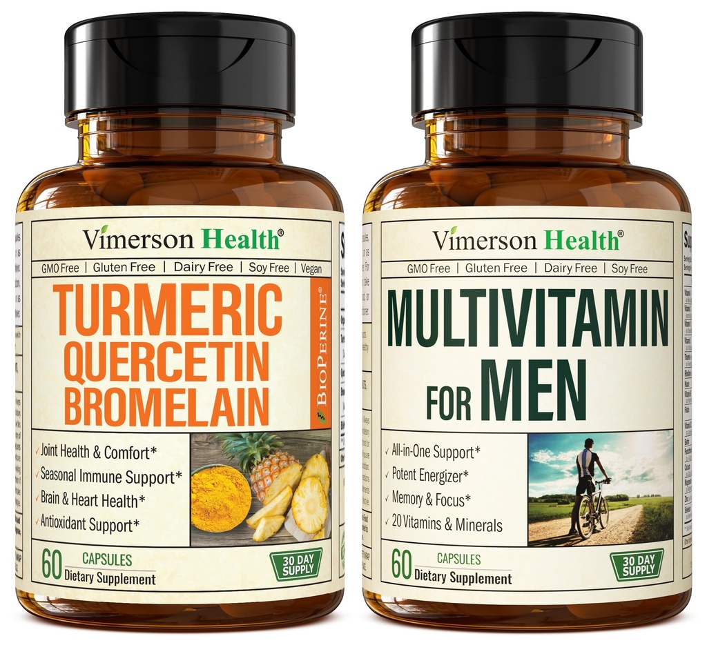 Quercetin Bromelain & Turmeric Curcumin & Täielik multivitamiin meestele