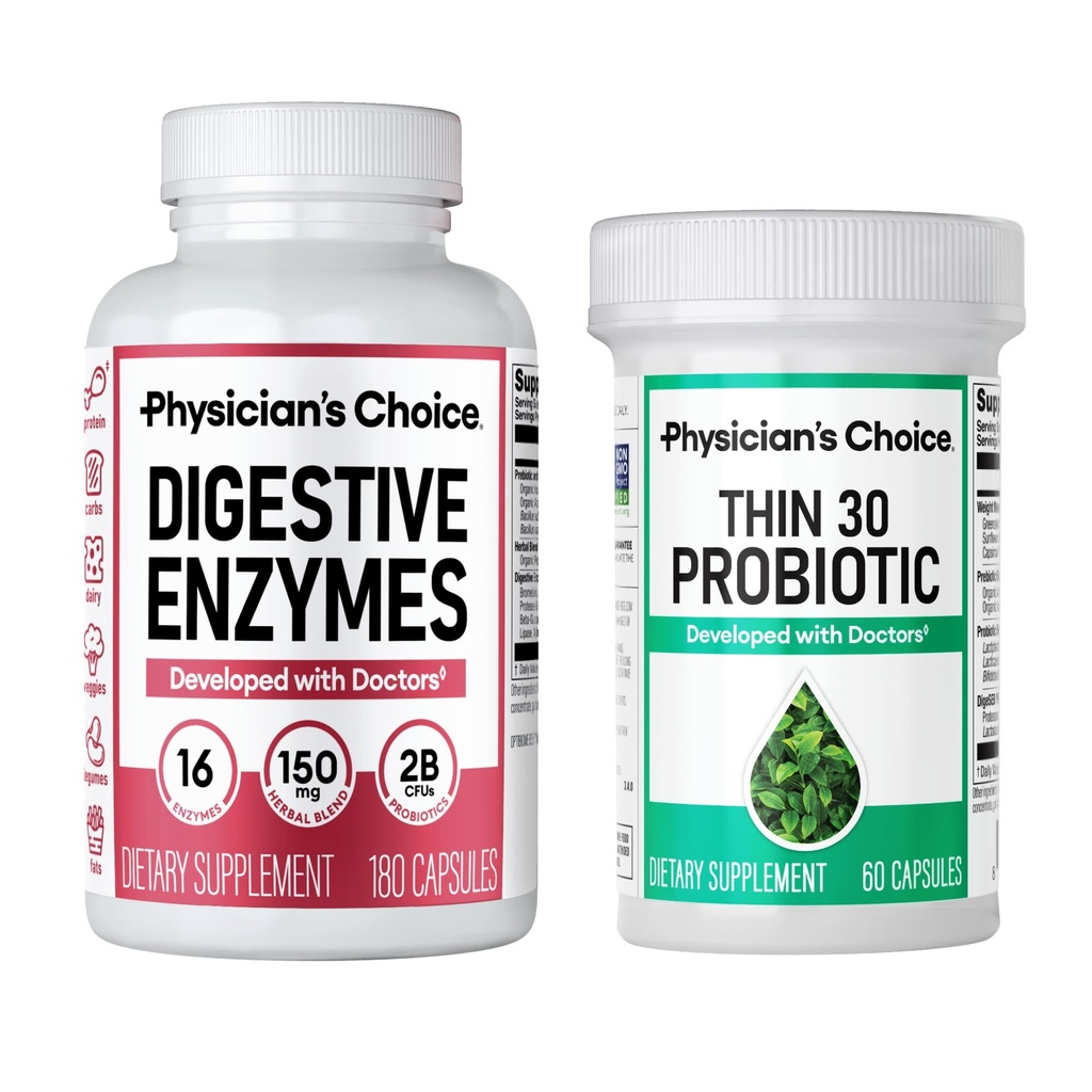 Arsti valik - Beat Bloat + Support Weight Management Bundle: Seedeensüümid 180ct + Õhuke 30 Probiootikum 60ct - Väärtuspakett