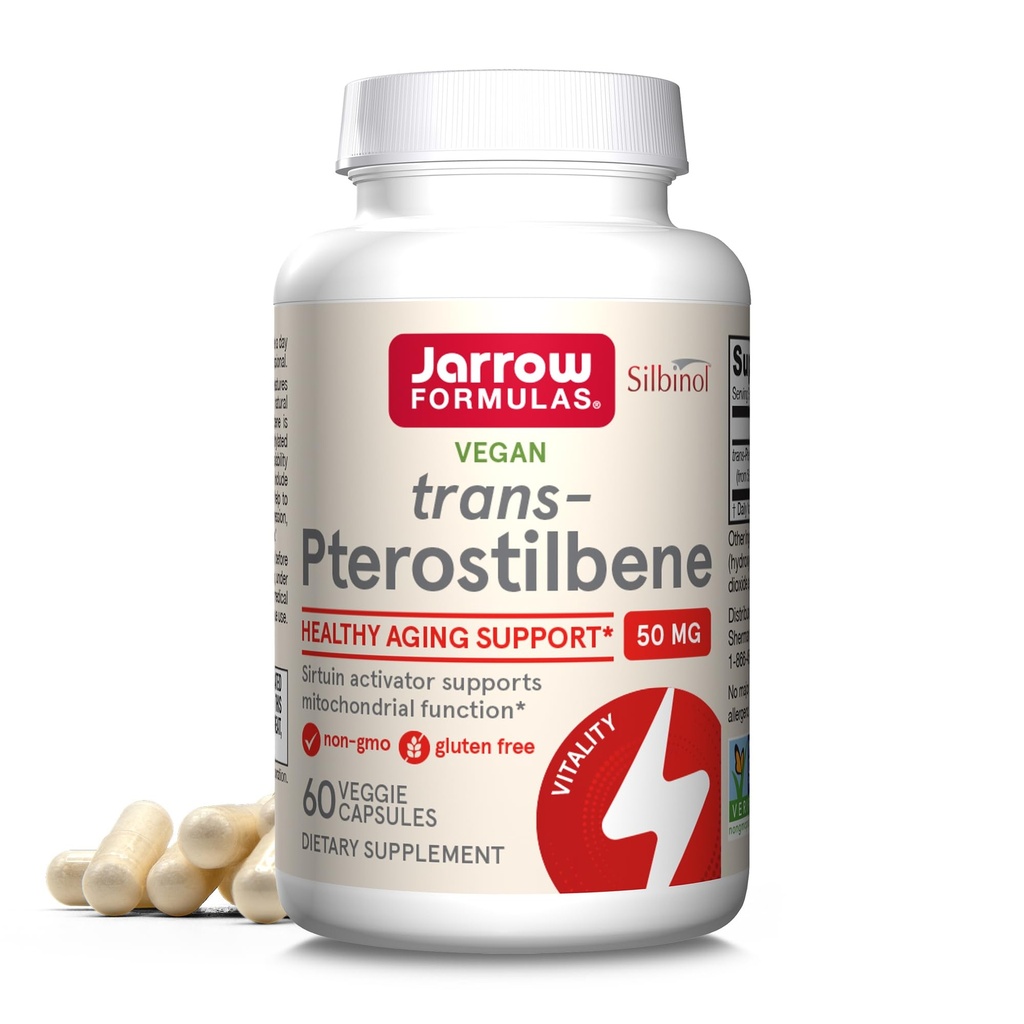 Jarrow Formulas® Pterostilbene 50mg antioksüdantide toetamiseks, toidulisand toetab tervislikku vananemist, 60 Veggie kapslit, 60 päeva pakkumine