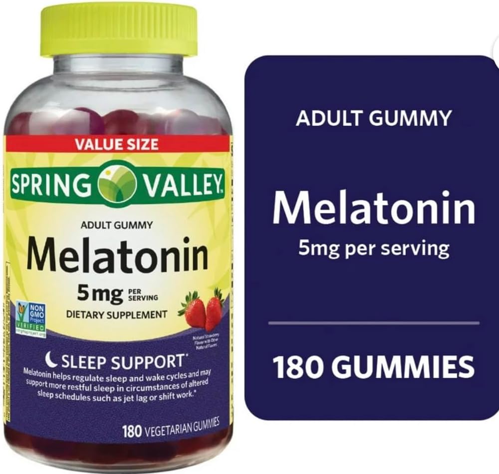 Soring Valley Melatonin Gummies, Non GMO, maasikamaitse, 5 mg, 180 Count