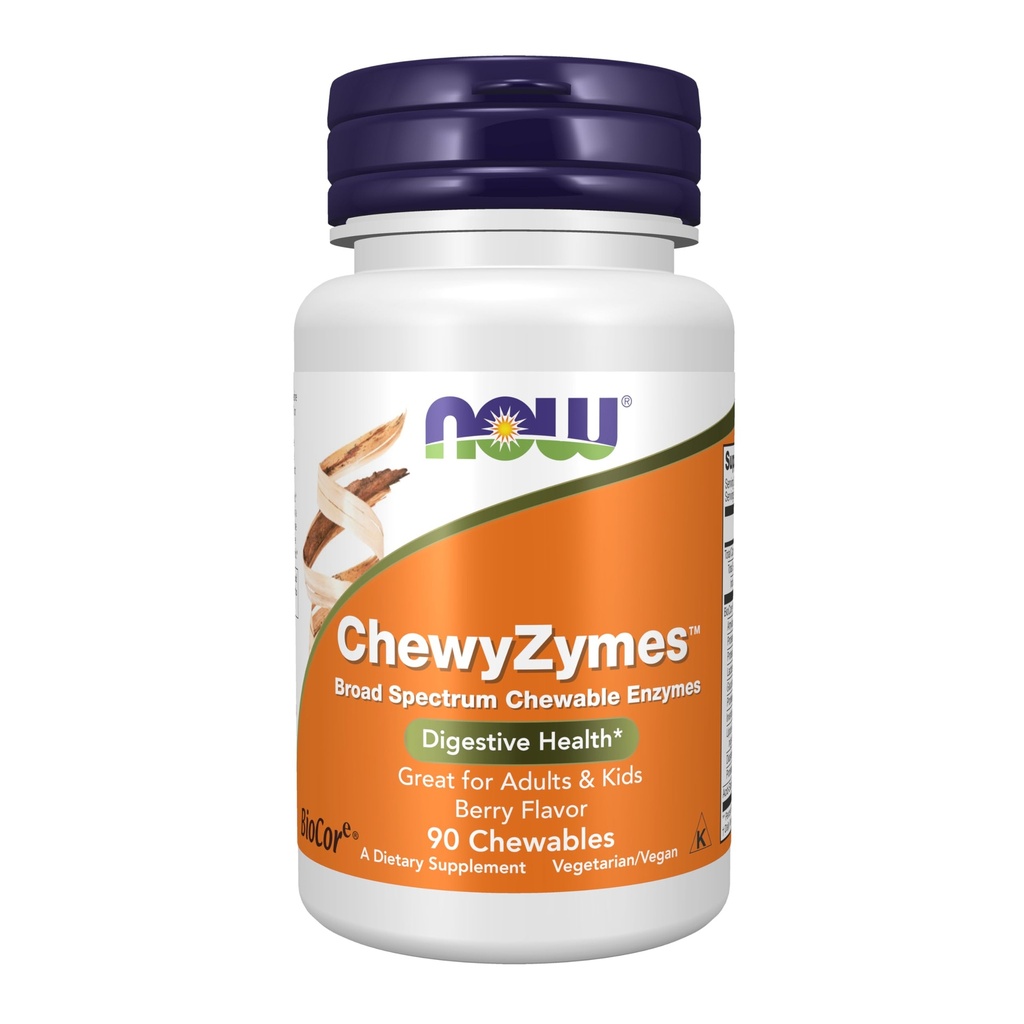 NOW Foods Supplements, ChewyZymes, Broad Spectrum näritavad ensüümid, Berry Flavor, 90 närimistables