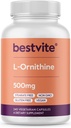 BESTVITE L-Ornitiin 500mg (240 taimekapslit) - Stearaatideta - Täiteaineteta - Vegan - Non GMO - Gluteenivaba