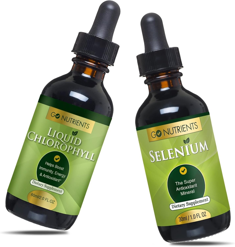 Go Toitained Vedelikklorofüll & Seleen 200 mcg Lisand | Pärmivabad Vedelikud Tilgad, Seleenitilgad, Taimsed Toidulisandid | Naatriumvaskklorofülliinilisand, klorofüll Vedel Tilgad