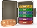 Iganädalane Pill Korraldaja 4 korda päevas, 7 päeva Pill Box 4X, kaasaskantav reisipillid Case Pills / Vitamiin / Kalaõli / Ravimid / Lisandid (4x7 Black + Vikerkaar)
