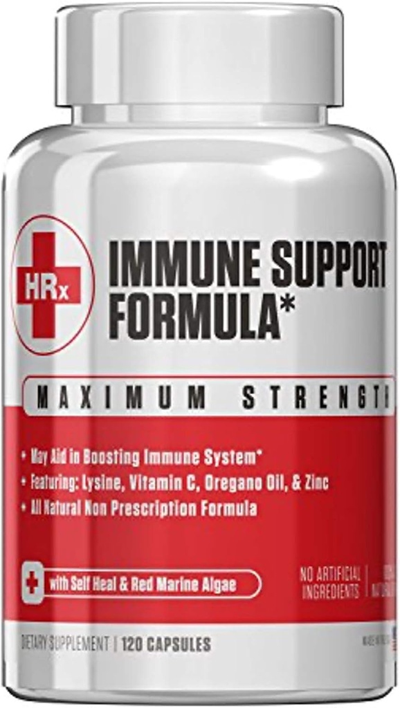 Re+Gen Nutrition Immune Support Supplement täiskasvanutele, looduslikud kapslid tsink, vitamiin C, L lüsiin Aminohape ja Oregano õli tugev immuunsus Tervis meestel ja naistel, 120 kapslit
