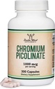 Kroompikolinaat 1000mcg tervisliku kehakaalu reguleerimiseks (kõrge imendumine ja biosaadavus) (300 Vegan Safe kapslit, mitte-GMO, gluteenivaba) kahekordse puidu toidulisanditega