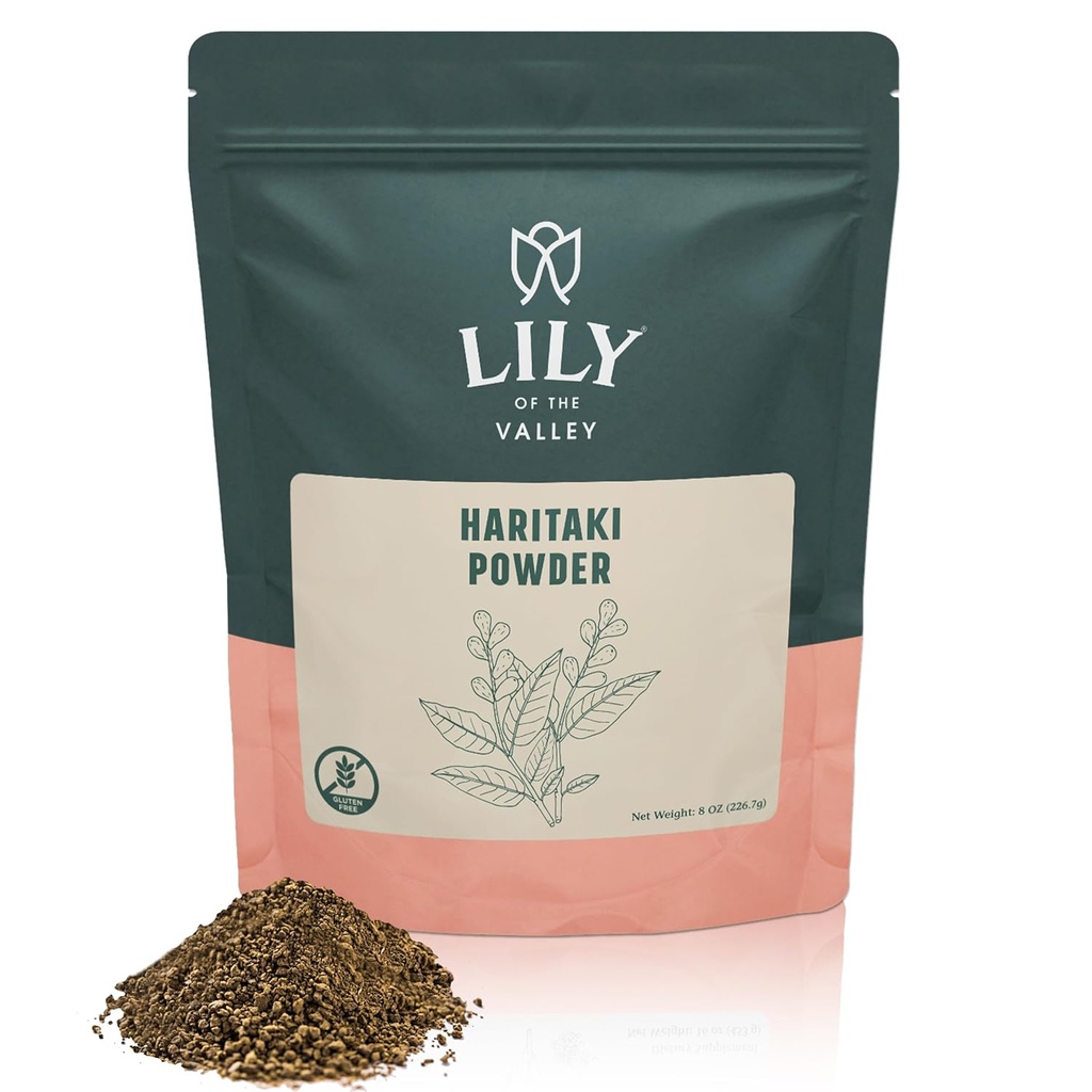 Lily of the Valley Haritaki Powder - Terminalia Chebula - Allikas Indiast - Ayurveda maitsetaimed - 100% looduslik & ei ole lisatud säilitusaine - Vegan & Gluteenivaba (8oz, 226g) - pakett võib varieeruda