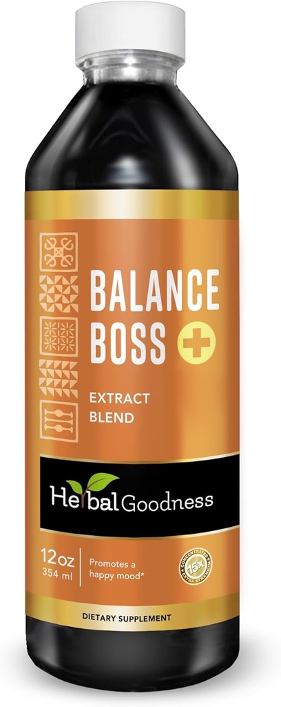 Taimne headus Happy Mood Support Supplement - St Johns Worth edendab lõõgastust ja rahulikkust, Rhodiola Rosea Balance Boss 12 Fl. oz