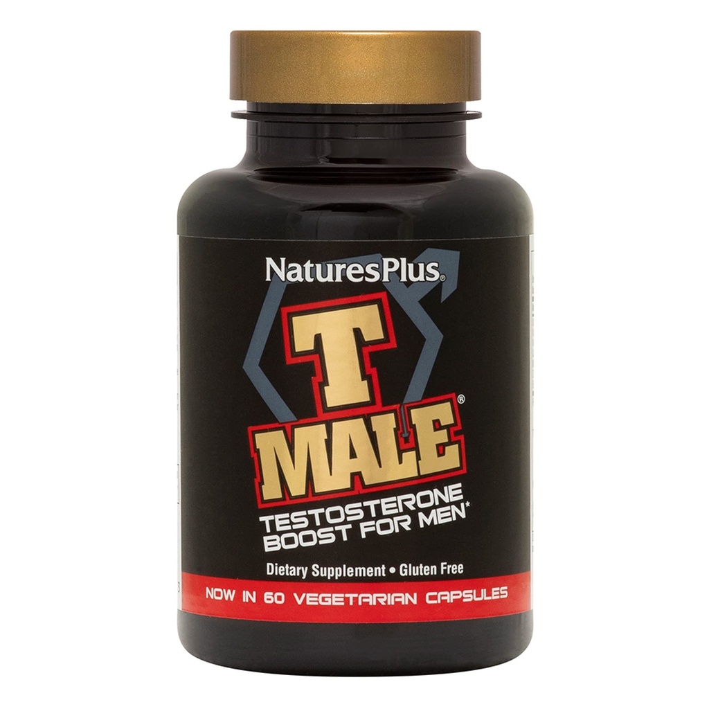 NaturesPlus T Mees - 60 taimetoitlase kapslit - edendab lihaste kasvu ja vastupidavust, meeleolu tõstjat - gluteenivaba - 30 kokku