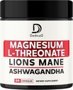 Magneesium L-Threonate Supplement koos Lions Mane & Ashwagandha Juur - 1000Mg Per Serv for 60 Count Supply - Advanced Formula Support