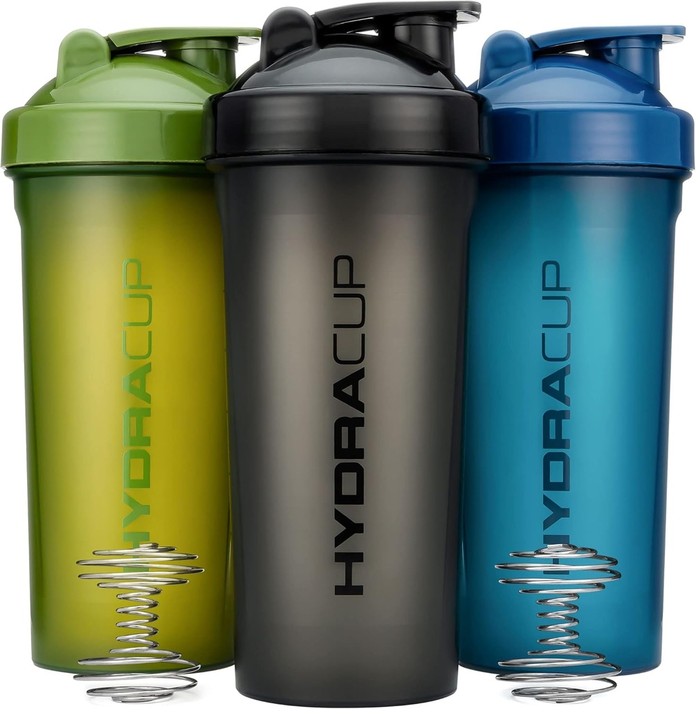 Hydra Cup [3 Pack] 45 Ounce Shaker pudelid valgu raputamiseks, Jumbo Shaker Cup koos Ball Blender Whisk, ekstra suur pudel käepidemega (Tumedad värvid)