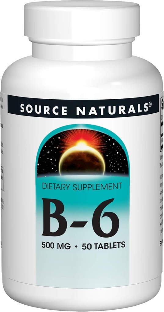 Allikas Naturals Vitamiin B-6, 500 mg Immuunsüsteemi tugi - 50 tabletti