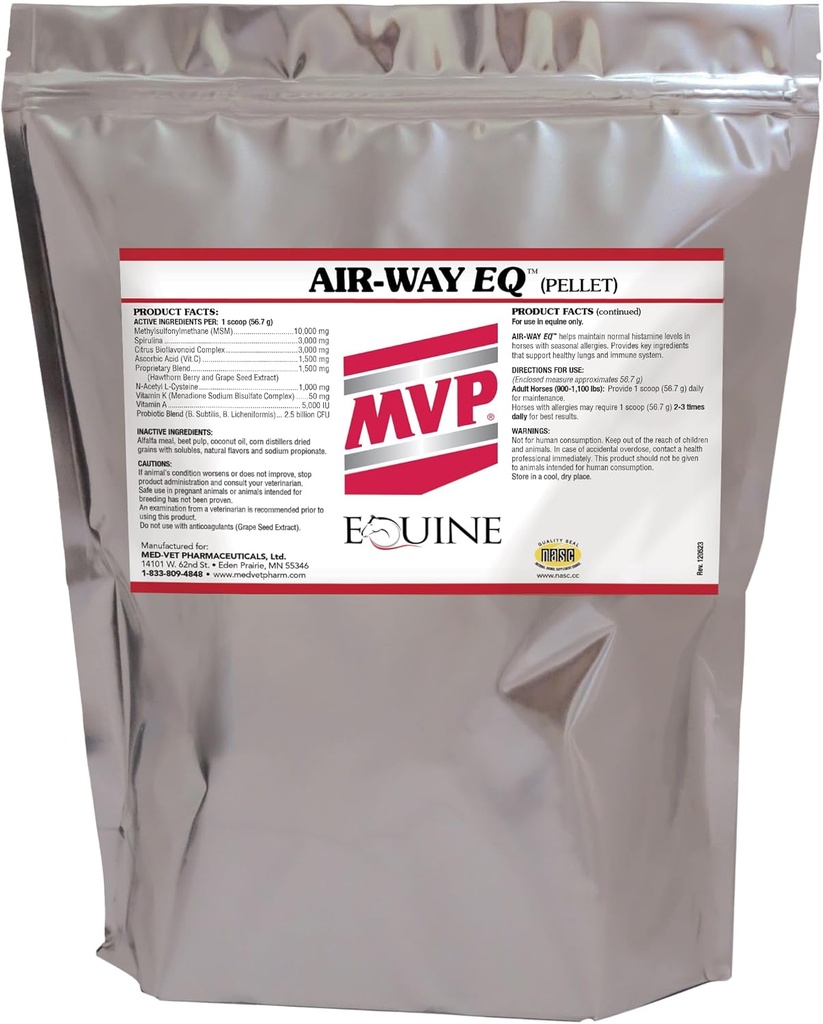 MVP Air-Way EQ (10lb) toetab tervislikku kopsufunktsiooni ja hooajalist allergiat hobustel