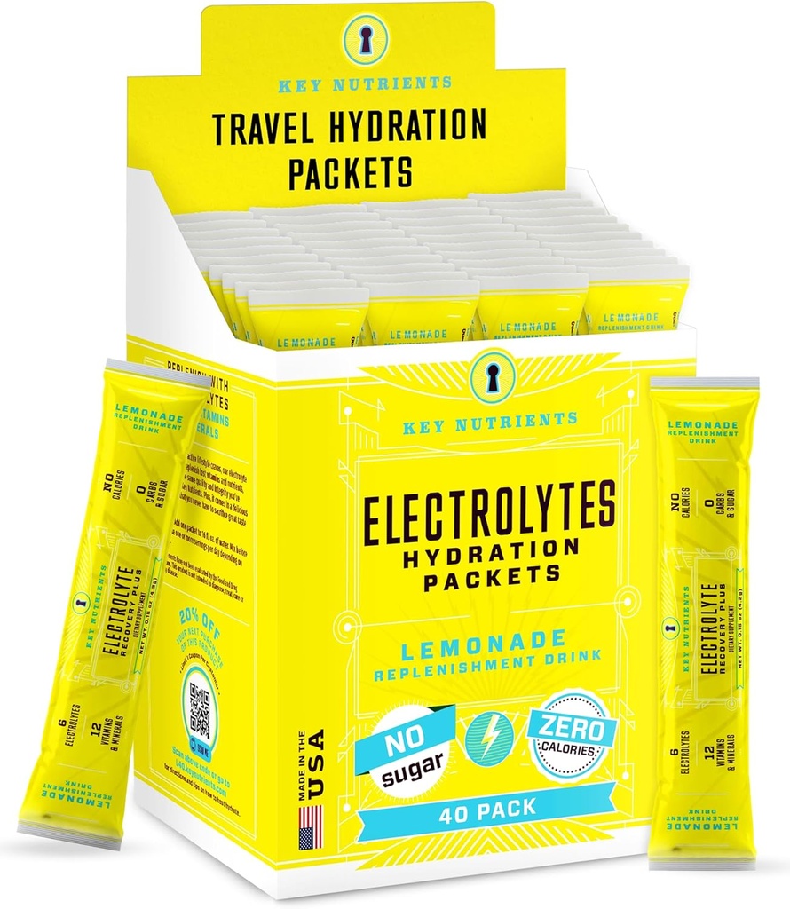 PÕHITOITAINED Multivitamiinide elektrolüütide hüdratatsioonipaketid - värskendav limonaadi post treening ja taastamine 40 pakend - suhkrut ei ole, kaloreid ei ole - reisi hüdratatsiooni pulber