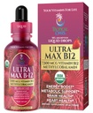 USDA orgaaniline Ultra Max B12 | Superdoos 7500mcg Vitamiin B12 Vedelad tilgad | B12 Metüülkobalamiinina | Max 98% Neeldumismäär | Edendab energiat | Vegan, Non-GMO, maasikamaitse -4oz