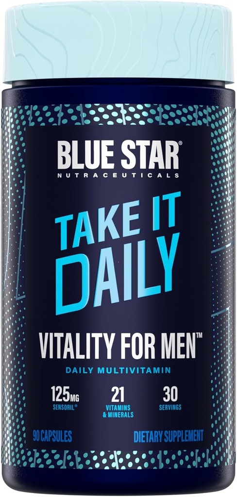 Blue Star Nutraceuticals Vitality meestele - Multivitamiinid ja mineraalsed valemid meestele, kes töötavad, w / Ashwagandha ja B-vitamiinid - Energia, mida märkate - 90 Veggie kapslit