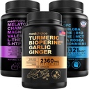 MEDCHOICE kurkum ja ingver (120ct), une melatoniin (90ct) ja nootroopne aju (60ct) täienduspakett - tervise trio aju, une ja immuunsuse toetamiseks - vegan, mitte-GMO, gluteenivaba