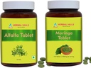 HERBAL HILLS Alfalfa Tablett ja Moringa Leaf Tablett Pakendis 2 Combo