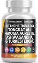 Puhas Nutra Cistanche Tribulosa Fadogia Agrestis Tongkat Ali Turkesterone Pills Ashwagandha kapslid Täiendus meestele - 60 Count